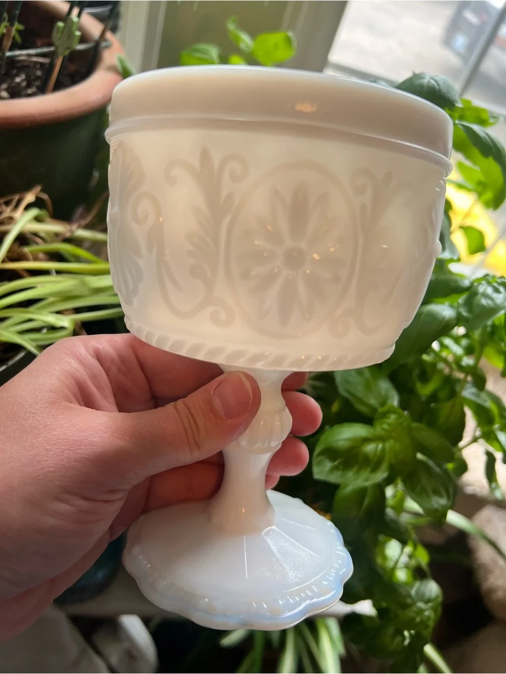 Indiana Glass White Milk Glass Pedestal Compote